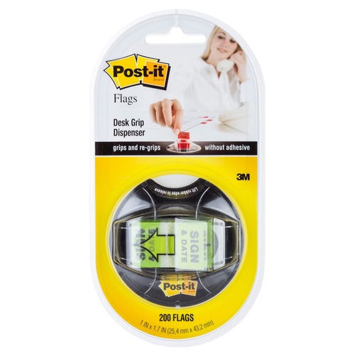 Flags Message Post it 680-HVSD Sign & Date Pack 200 Green 25mm Desk grip