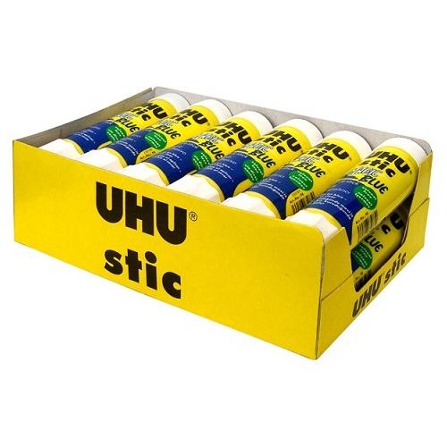 Glue Stick UHU 40g Blue Pack 12 applies blue and magically dries clear UHU stic MAGIC Large #33-00005