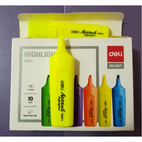 Highlighter  Deli Yellow Box 10 #48020