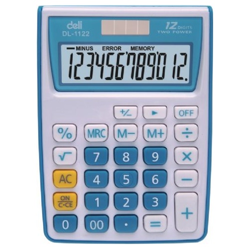 Calculator 12 Digit Student 120x86x30mm Deli Assorted Colours 