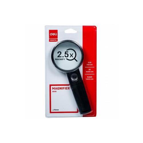 Magnifying Glass 70mm Magnify 2.5x main lens and 5x Hangsell Deli 9090 - each 