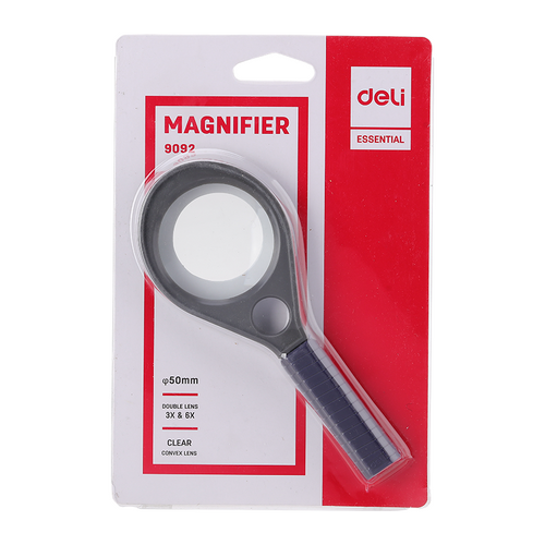 Magnifying Glass 50mm Magnify 3x main lens and 6x Hangsell Deli 9092 - each 