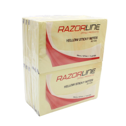  Stick on Note Pad  76x127 pack 12 Large Yellow Razorline RZ7320 or 1810505