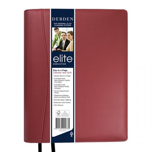 Diary 2024 Elite 1100.U78-24 Red Quarto Day to Page Monthly Tabs 246x164 8am-8pm, 1 hourly #820032