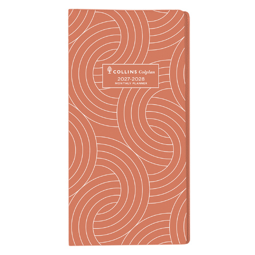 Diary 2027 2028 Planner 11W B6/7 MONTH TO VIEW 2 year ORANGE Colplan 11W.V44-26 91x182mm closed 186x180mm open