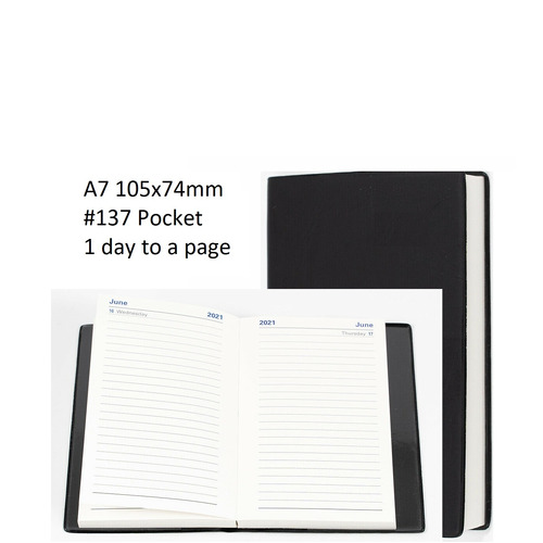 Diary 2027 Belmont 137.V99-27 A7 Pocket 1 Day 105x74mm BLACK PVC Collins 137v99