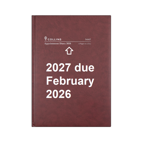Appointment  Diary  2027 A4 2 Pages To A Day 144F 15 minute Collins JAN-DEC 144F.P78-27 STOCK DUE FEBRUARY 2026 WITH A BIT OF LUCK