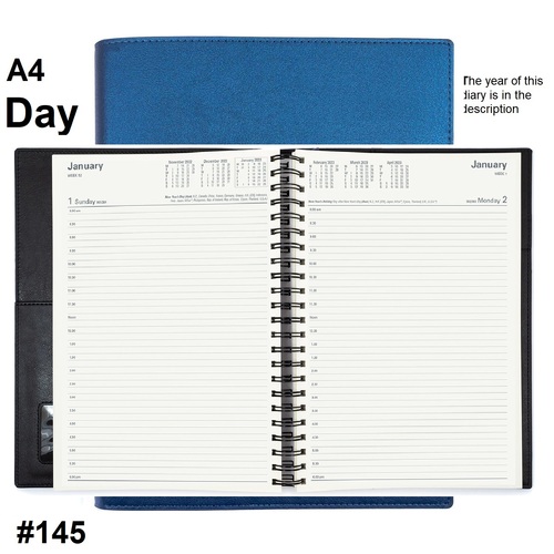 Diary 2027 VANESSA 145.V59-27 A4 Day to page Blue (8am - 6pm, 1/2 hourly) 297x210mm 145V59