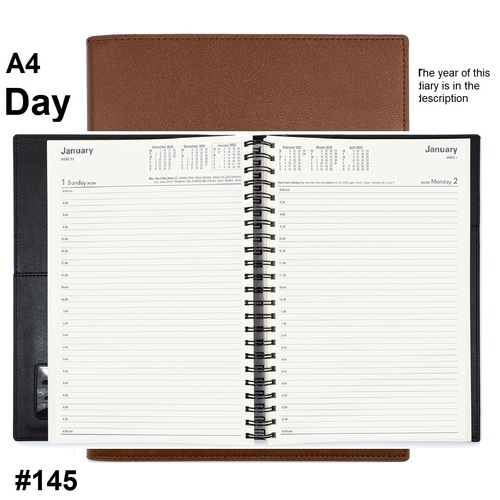 Diary 2027 VANESSA 145.V90-27 A4 Day to page Tan (8am - 6pm, 1/2 hourly) 145.V90