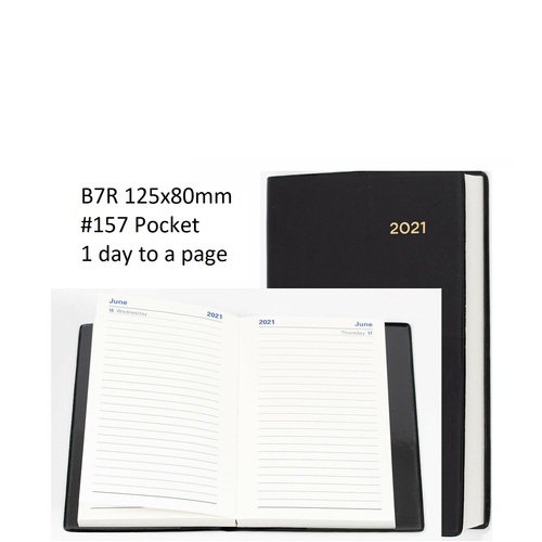 Diary 2027 Belmont 157.V99-27 B7R 1 Day Pocket 125x80mm Black PVC Collins 157v99