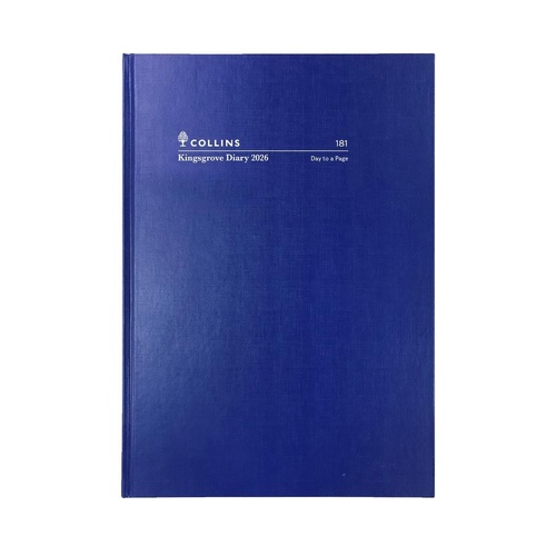Diary 2026 Kingsgrove A5 1 Day to a Page BLUE 181.P59-26 7am-8pm, 1 hourly