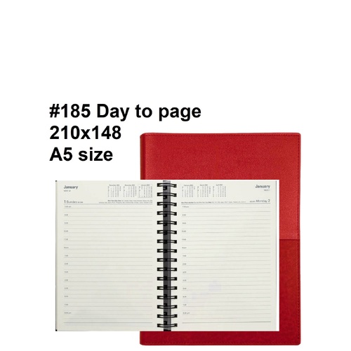 Diary 2024 Vanessa 185.V15 A5 Day to page Red (7am - 8pm, hourly) 210x148mm #818796