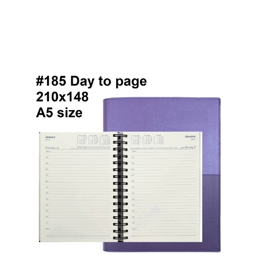 Diary 2027 Vanessa 185.V55-27 A5 Day to page Lilac Purple (7am-8pm, hourly) 210x148mm 185v55