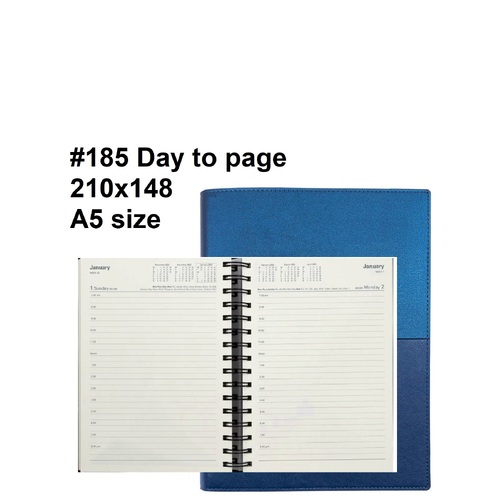 Diary 2027 Vanessa 185.V59-27 A5 Day to page Blue (7am - 8pm, hourly) 210x148mm #185v59