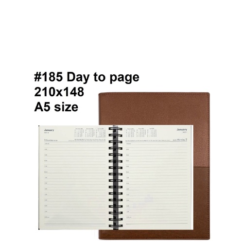 Diary 2026 Vanessa 185.V90-26 A5 Day to page Tan (7am - 8pm, hourly) 210x148mm 185v90
