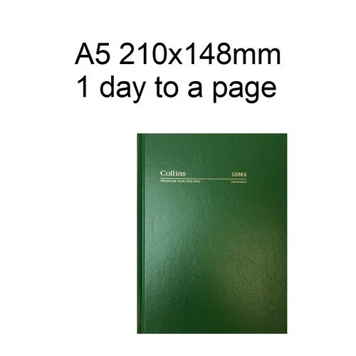 Diary Financial A51 24/25 18M4 A5 day to page GREEN Collins 210x148 18M4.P40-2425 stock due late march