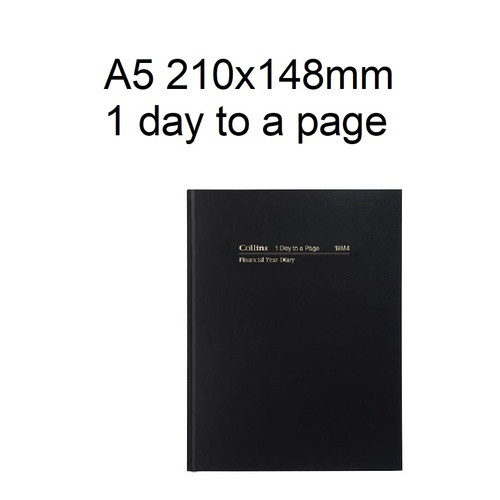 Diary Financial A51 24/25 18M4 A5 day to page BLACK Collins 210x148 18M4.P99-2425 stock due late march