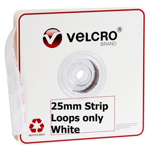 Velcro Strip 25m roll Loop Only 25x25m White 43362 V14848 
