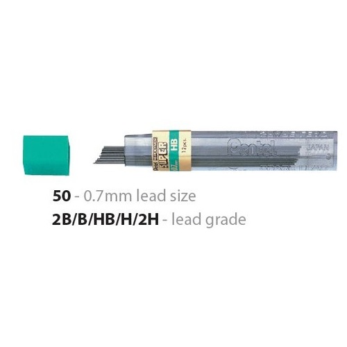 Pencil Leads Pentel 0.7mm HB Super Hi Polymer Box 12 Tubes