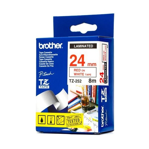 Brother TZ252 24mm Red On White TZ-252 P-Touch