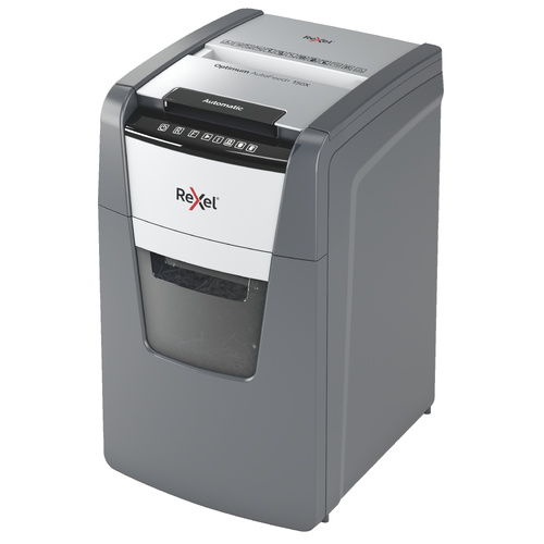 Shredder  8 sheet 150X cross cut Rexel OPTIMUM 2020150XAU **  Shreds up to 150 sheets automatically and 8 sheets manually (80gsm).