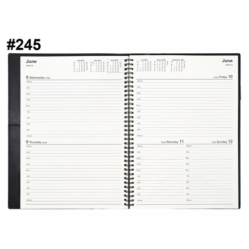 Diary 2024 Vanessa 245.V99 A4 2 days to page (8am-5pm, 1 hourly) Black WIRE-O BOUND 297x210mm #818815