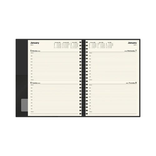 Diary 2027 Vanessa 245.V99-27 A4 2 days to page (8am-5pm, 1 hourly) Black WIRE-O BOUND 297x210mm