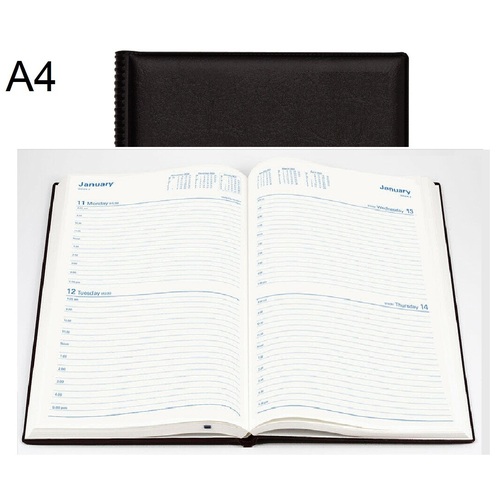 Diary 2027 Belmont A42 247.V99-27 A4 2 Days to a Page BLACK 8am-5pm 1 hour PVC Collins