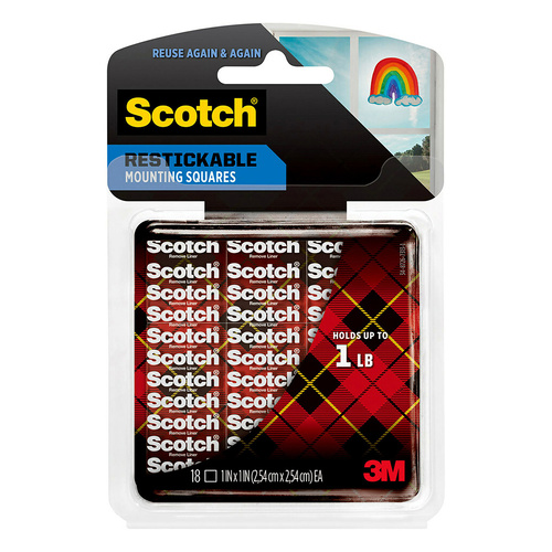 Mounting Tabs REUSABLE 18 Clear Tabs 25mm Squares R100 WAS 859-MED Scotch 7100245428