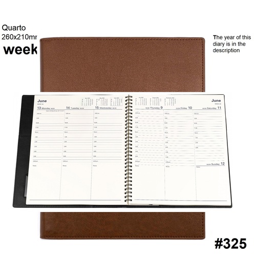 Diary 2027 Vanessa 325.V90-27 Quarto Week Tan VERTICAL 1hr 8am-6pm WTO 260x210mmm **STOCK DUE LATE AUGUST FOR NEXT YEAR