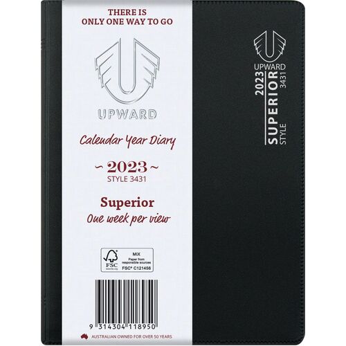 Diary 2023 Upward 3431 B6 Week To An opening Wire O Bound Superior PVC Cover 183x140x18mm