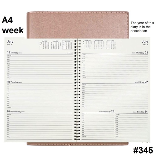 Diary 2027 VANESSA 345.V49-27 A4 Week Rose Gold 1hr 8am-7pm WTO 297x210mm