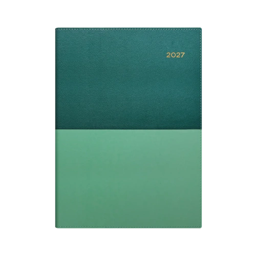 Diary 2027 VANESSA 345.V53/61-27 A4 Week to a View Teal HORIZONTAL 1hr 8am-7pm WTO 297x210mm