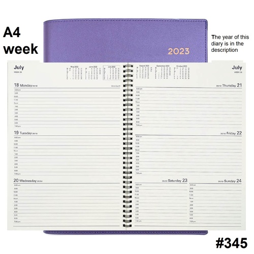 Diary 2024 VANESSA 345.V55 A4 Week Lilac Purple 1hr 8am-7pm #818858 WTO 297x210mm
