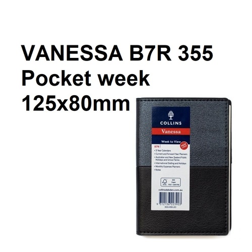 Diary 2027 VANESSA B7R 355.V99-27 week Black POCKET WTO week WIRE-O BOUND SOLD OUT 2026