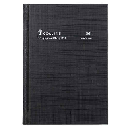 Diary 2027 Kingsgrove A6 361 Week to view 361.P99-27 (148x105mm) BLACK 