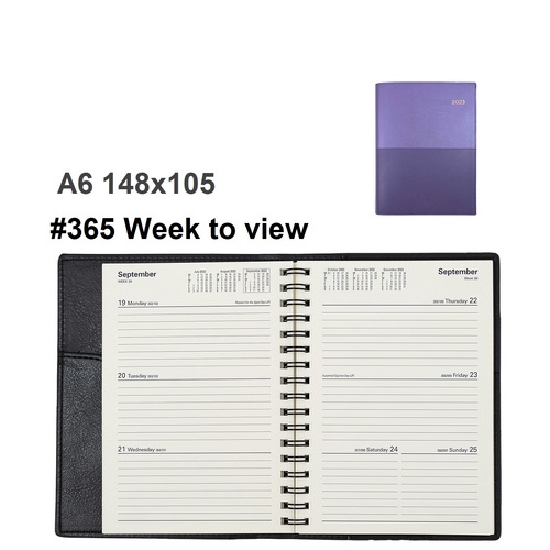 Diary 2027 VANESSA 365.V55-27 A6 WEEK to view Lilac Purple # 365V55