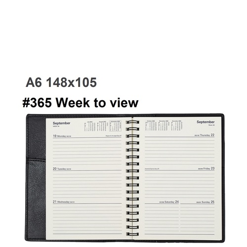Diary 2027 VANESSA 365.V99-27 WEEK to view A6 Black 148x105mm #365V99