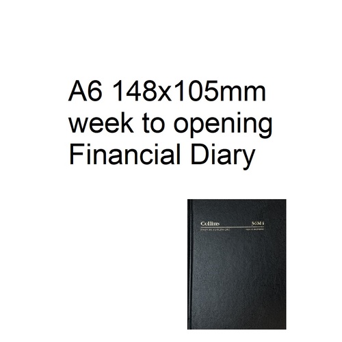 Diary Financial A63 24/25 36M4 A6 Black week to opening Collins 148x105 36M4.P99-2425 stock due late march
