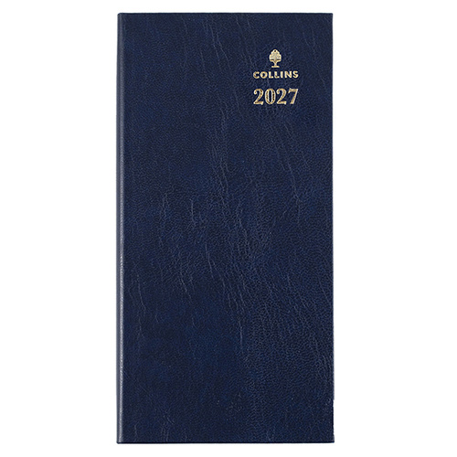 Diary 2027 Sterling B6/7 373P.P59-27 BLUE WTO Slimline Portrait Collins 176x88mm 8am - 6pm