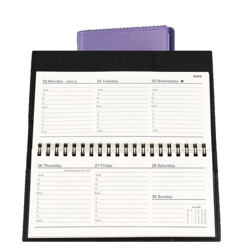 Diary 2027 VANESSA 375.V55-27 B6/7 Lilac Week to View Landscape 176x88mm (8am-6pm, 1 hourly) purple