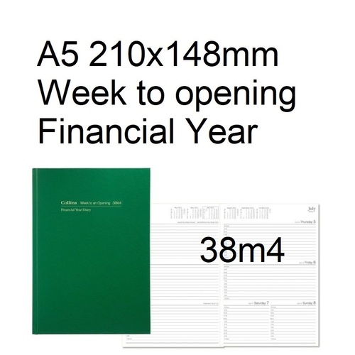 Diary Financial A53 24/25 38M4 A5 week to opening Green Collins 210x148 38M4.P40-2425 stock due late march