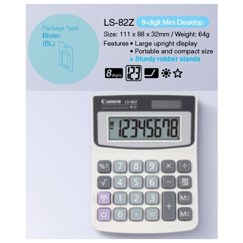 Calculator  8 digit Canon LS-82ZBL DeskTop Solar & Battery #CLS82ZBL
