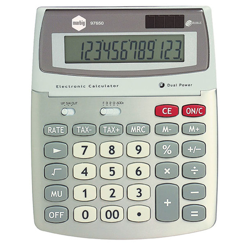 Calculator 12 digit DeskTop Solar Battery Marbig 97650 - Solar and Battery