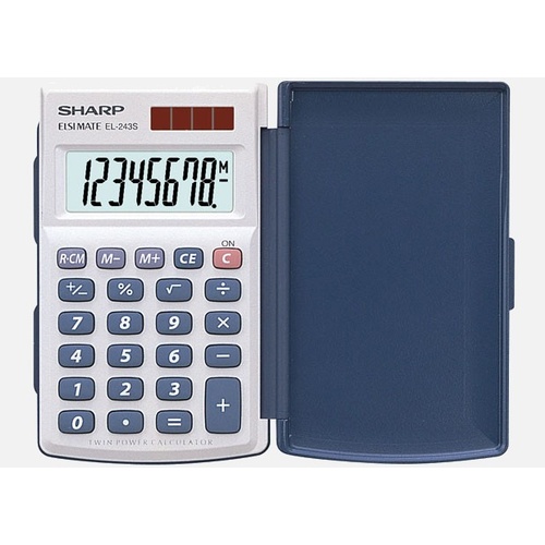 Calculator  8 digit Sharp EL243S Pocket Battery & Solar Elsimate School and Office