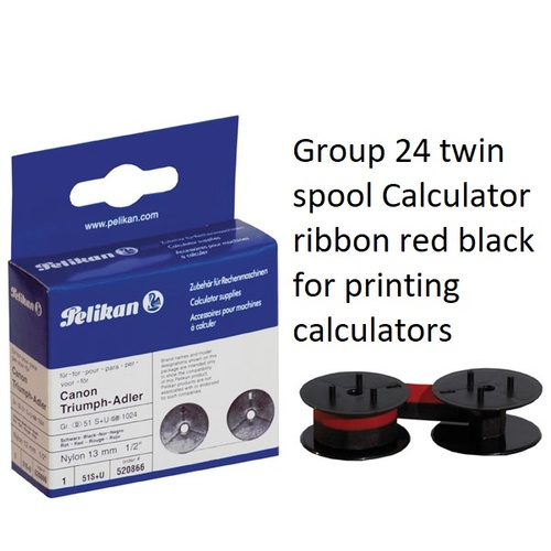 Calculator Ribbon Group 24 twin spool Red Black for printing calculators GR24 Pelikan 