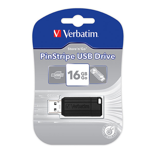 Flash Drive Verbatim 16 gig 16GB Pinstripe Store N Go 64057
