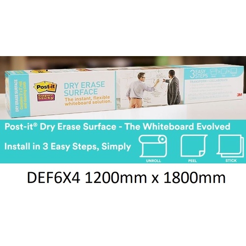 3M Dry Erase Surface DEF6x4 1800x1200mm Post-It #70007046942