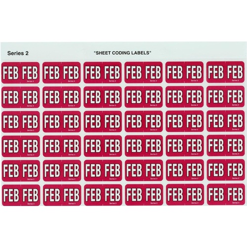 Labels Side Tab MONTH February box 180 Avery 43402 25x38mm Colour Coding