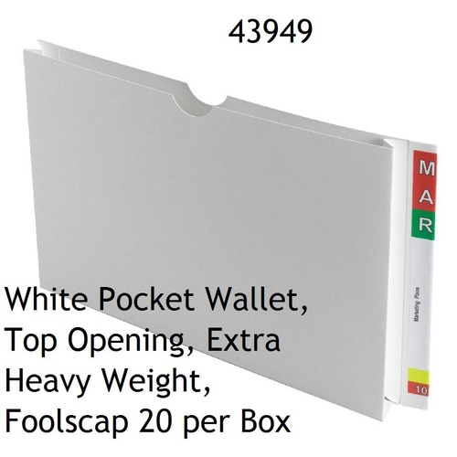 Shelf Lateral Filing Pocket File 43949 white Foolscap Extra Heavy Weight 35mm expansion box 20
